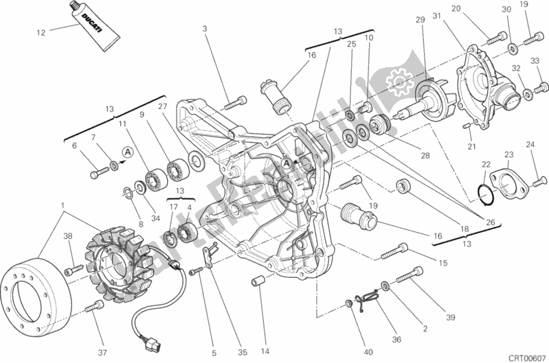 Toutes les pièces pour le Couvercle De Générateur - Pompe à Eau du Ducati Superbike 848 EVO Corse SE 2013